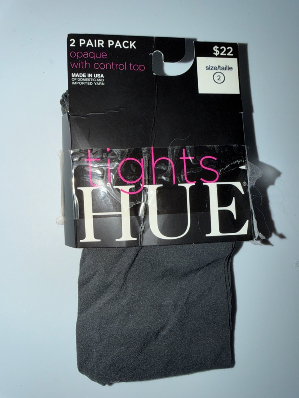 HUE Opaque Control Top Tights in Charcoal